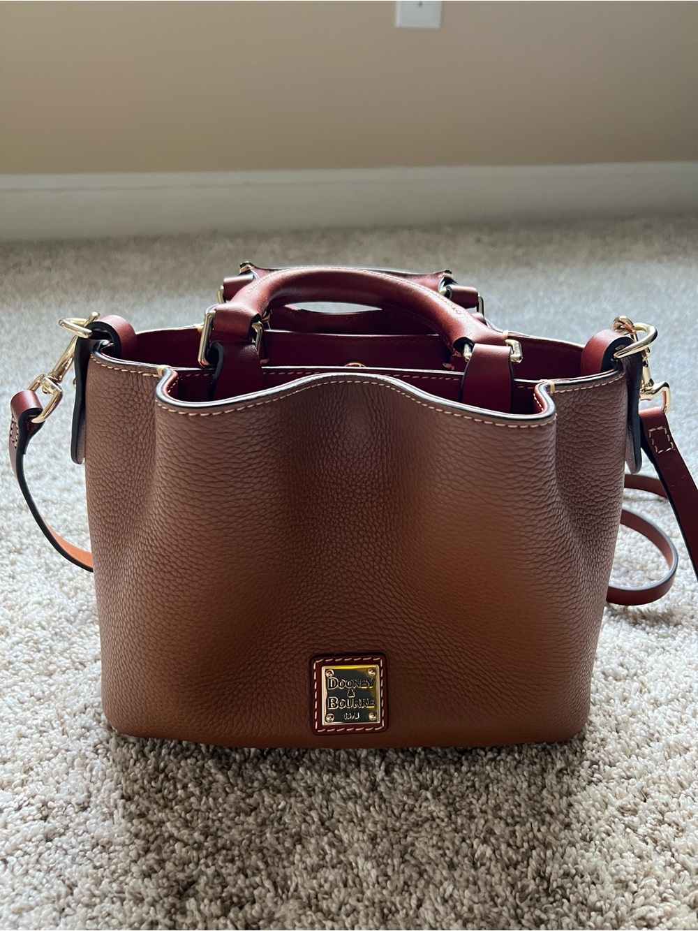 Dooney & Bourke Chestnut Brown Pebble Leather Shoulder Bag